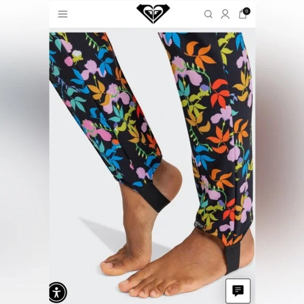 NWT XL ROWLEY X ROXY Fuseau Technical Snow Ski Pants Black MultiFloral - Picture 7 of 16